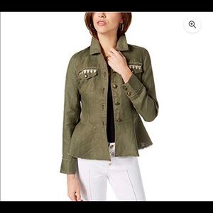 INC LINEN MILITARY JACKET